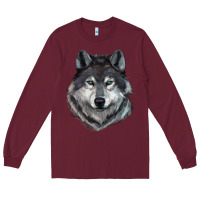 Burgundy Wolf Long Sleeve Tee - RanaPortraitStore