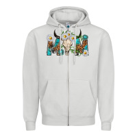 Dove Grey mom with bull skull Zipper Hoodie - texasbilliewilder