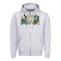 Heather Grey mom with bull skull Zipper Hoodie - texasbilliewilder
