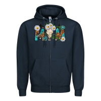 Navy mom with bull skull Zipper Hoodie - texasbilliewilder