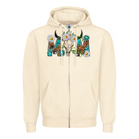 Sandshell mom with bull skull Zipper Hoodie - texasbilliewilder