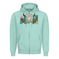 Seafoam mom with bull skull Zipper Hoodie - texasbilliewilder