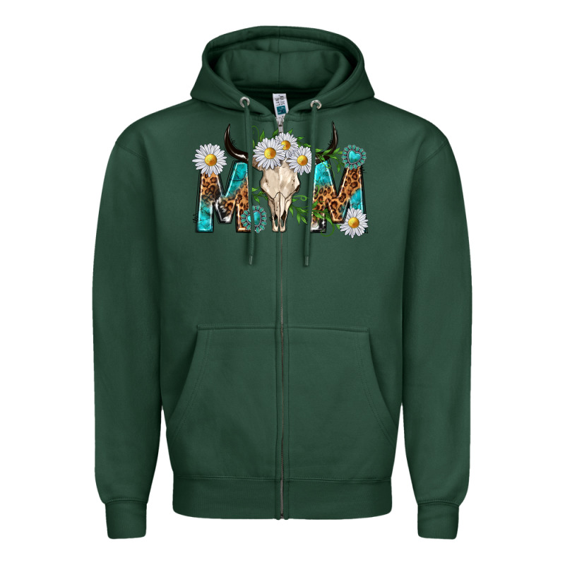 Mom With Bull Skull Zipper Hoodie by texasbilliewilder | Teevron