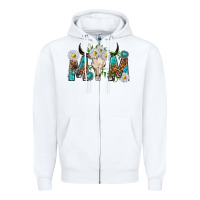 White mom with bull skull Zipper Hoodie - texasbilliewilder