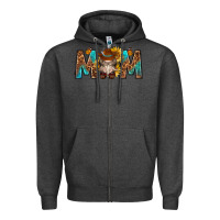 Charcoal Heather mom with bull skull Zipper Hoodie - texasbilliewilder