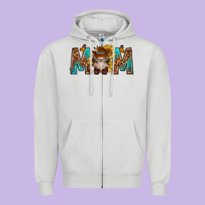 Mom With Bull Skull Zipper Hoodie Designed By Texasbilliewilder