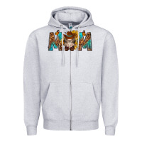 Heather Grey mom with bull skull Zipper Hoodie - texasbilliewilder