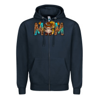 Navy mom with bull skull Zipper Hoodie - texasbilliewilder