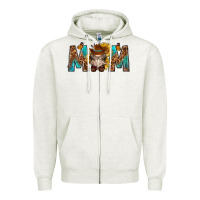 Oatmeal Heather mom with bull skull Zipper Hoodie - texasbilliewilder