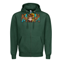 Sports Green mom with bull skull Zipper Hoodie - texasbilliewilder