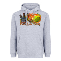 Heather Grey peace love tennis Heavyweight Hoodie - RacoonDesign