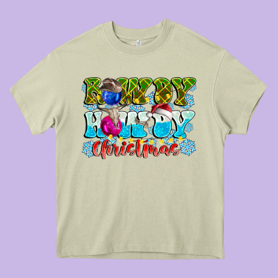 Rowdy Howdy Christmas Heavy Core Tee Designed By Cowhidedigitalart