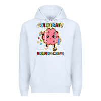 White celebrate neurodiversity Premium Hoodie - MaliasSmallBusiness