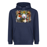 Navy sunflower sheep Heavyweight Hoodie - RacoonDesign