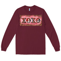 Burgundy Xoxo cowhide and leopard Long Sleeve Tee - RanaPortraitStore