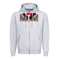 Heather Grey mom with cow mothers day Zipper Hoodie - texasbilliewilder