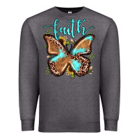Charcoal Heather faith leopard butterfly Premium Sweatshirt - JahusDesignShop