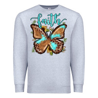Heather Grey faith leopard butterfly Premium Sweatshirt - JahusDesignShop