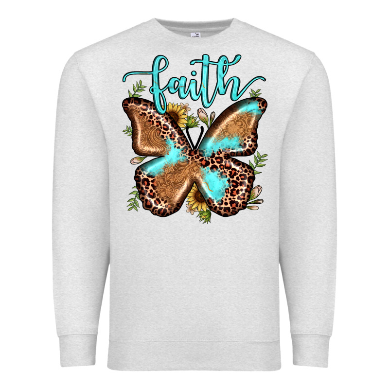 Faith Leopard Butterfly Premium Sweatshirt by JahusDesignShop | Teevron
