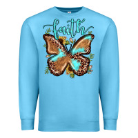 Ocean Blue faith leopard butterfly Premium Sweatshirt - JahusDesignShop