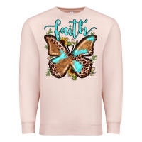 Pale Pink faith leopard butterfly Premium Sweatshirt - JahusDesignShop