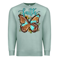 Seafoam faith leopard butterfly Premium Sweatshirt - JahusDesignShop