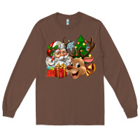 Chestnut santa and reindeer Long Sleeve Tee - Zillion Design Studio