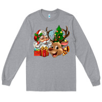 Heather Grey santa and reindeer Long Sleeve Tee - Zillion Design Studio