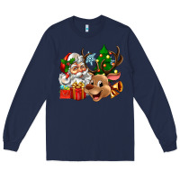 Navy santa and reindeer Long Sleeve Tee - Zillion Design Studio