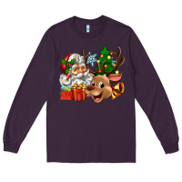 Plum santa and reindeer Long Sleeve Tee - Zillion Design Studio