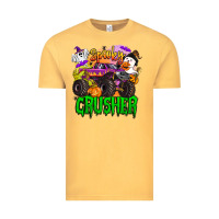 Vintage Mustard spooky crusher monster truck Vintage Tee - BarkalooDesign