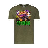 Vintage Olive spooky crusher monster truck Vintage Tee - BarkalooDesign
