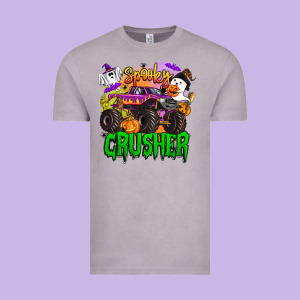 Spooky Crusher Monster Truck Vintage Tee Designed By Barkaloodesign