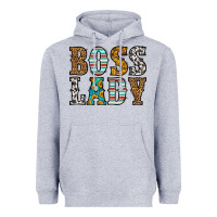 Heather Grey western boss lady Heavyweight Hoodie - HRA Design Shop