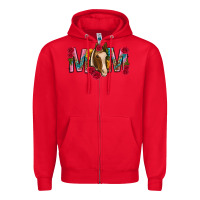 Red mom with horse mothers day Zipper Hoodie - texasbilliewilder
