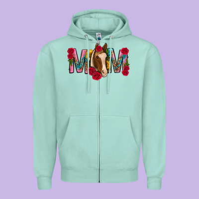 Mom With Horse Mothers Day Zipper Hoodie Designed By Texasbilliewilder