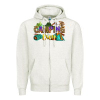 Oatmeal Heather camping crew Zipper Hoodie - Zillion Design Studio