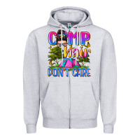 Heather Grey camp hair don't care Zipper Hoodie - Zillion Design Studio