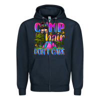 Navy camp hair don't care Zipper Hoodie - Zillion Design Studio