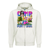 Oatmeal Heather camp hair don't care Zipper Hoodie - Zillion Design Studio