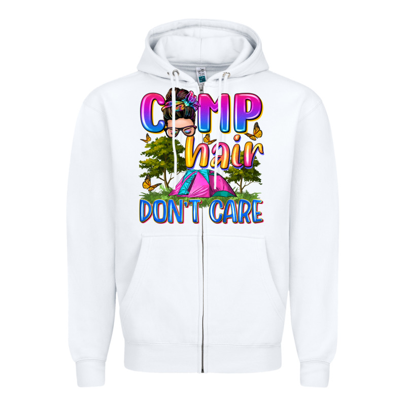 Camp Hair Don't Care Zipper Hoodie by Zillion Design Studio | Teevron