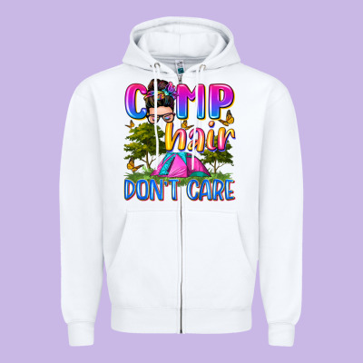 Camp Hair Don't Care Zipper Hoodie Designed By Zillion Design Studio