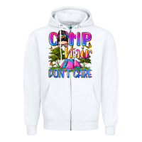 White camp hair don't care Zipper Hoodie - Zillion Design Studio