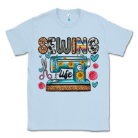 Dusty Blue sewing life Classic Tee - Zillion Design Studio