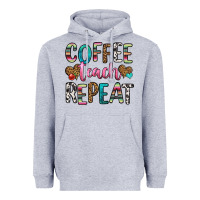 Heather Grey coffee teach repeat Heavyweight Hoodie - HRA Design Shop