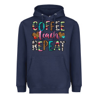 Navy coffee teach repeat Heavyweight Hoodie - HRA Design Shop