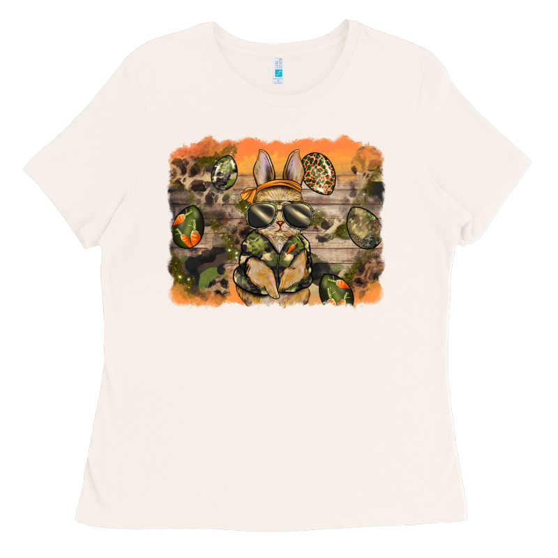 Camouflage Bunny Background Ladies Tee by BarkalooDesign | Teevron