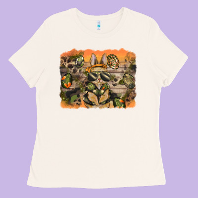 Camouflage Bunny Background Ladies Tee Designed By Barkaloodesign