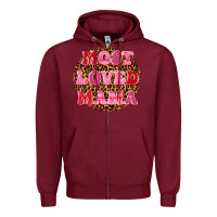 Burgundy most loved mama Zipper Hoodie - texasbilliewilder