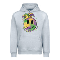 Heather Grey smiley face mardi gras Urban Hoodie - MaliasSmallBusiness